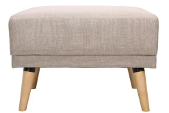 Pouf repose-pieds scandinave en tissu beige et bois clair ULLA
