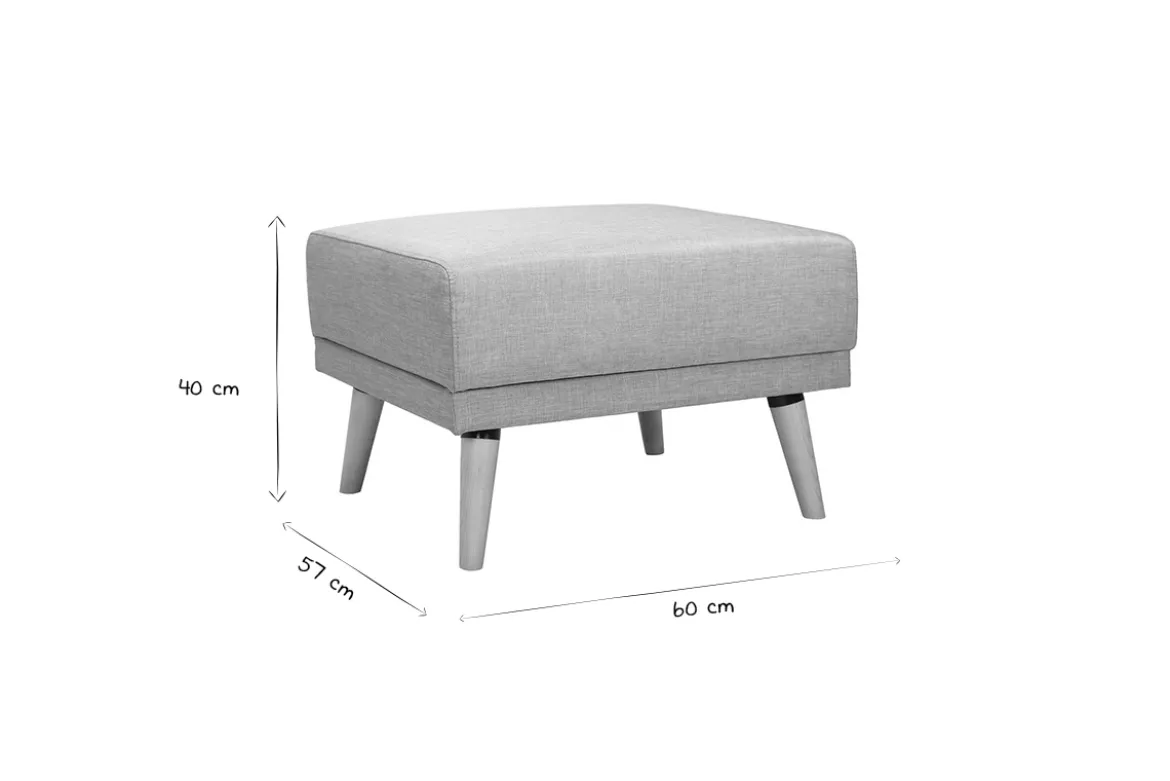 Pouf repose-pieds scandinave en tissu beige et bois clair ULLA