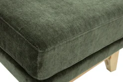 Pouf repose-pieds scandinave en tissu effet velours vert kaki et bois clair OSLO