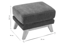 Pouf repose-pieds scandinave en tissu effet velours vert kaki et bois clair OSLO