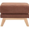 Pouf repose-pieds scandinave en tissu chenille terre brûlée et bois clair OSLO