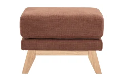 Pouf repose-pieds scandinave en tissu chenille terre brûlée et bois clair OSLO