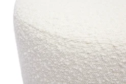 Pouf rond en tissu effet laine bouclée blanc cassé et métal doré D40 cm AMAYA