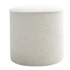 Pouf rond en tissu effet laine bouclée blanc D40 cm PAUL