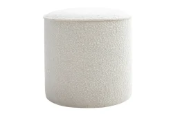 Pouf rond en tissu effet laine bouclée blanc D40 cm PAUL