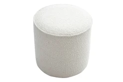 Pouf rond en tissu effet laine bouclée blanc D40 cm PAUL