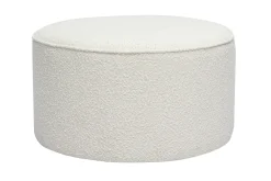 Pouf rond en tissu effet laine bouclée blanc D70 cm PAUL