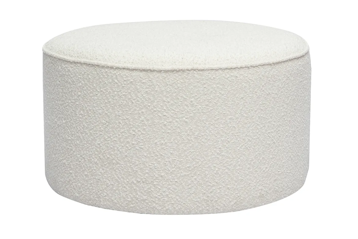 Pouf rond en tissu effet laine bouclée blanc D70 cm PAUL