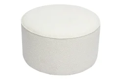 Pouf rond en tissu effet laine bouclée blanc D70 cm PAUL