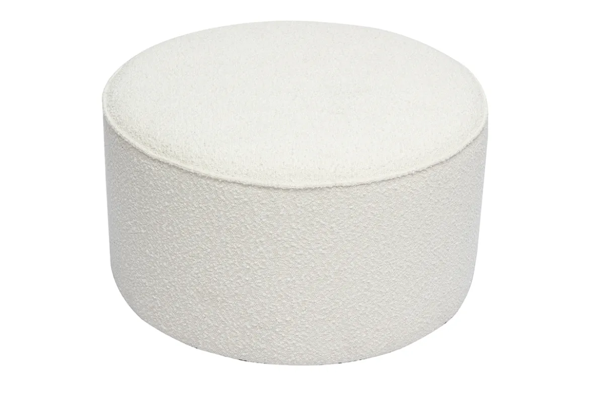 Pouf rond en tissu effet laine bouclée blanc D70 cm PAUL