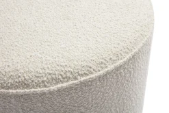 Pouf rond en tissu effet laine bouclée blanc D70 cm PAUL