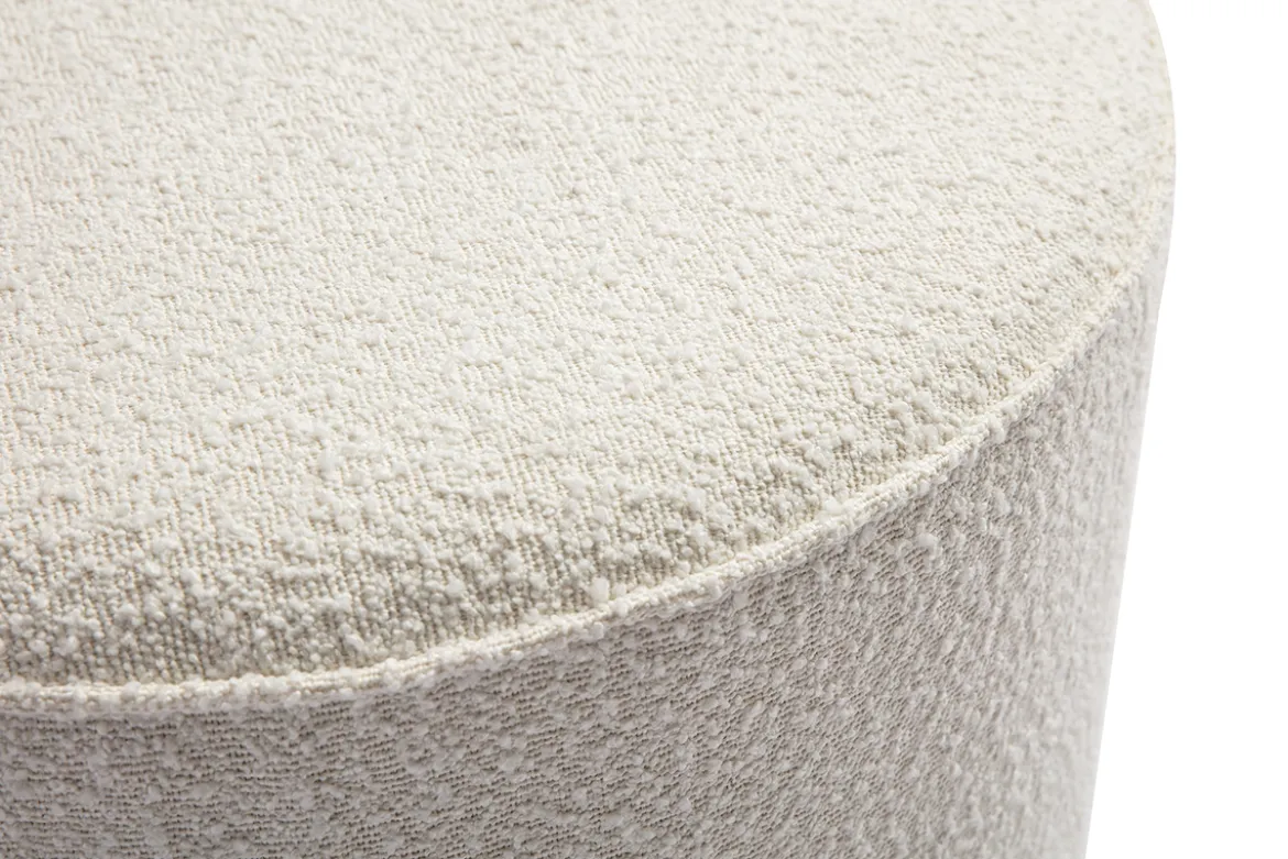 Pouf rond en tissu effet laine bouclée blanc D70 cm PAUL