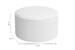 Pouf rond en tissu effet laine bouclée blanc D70 cm PAUL