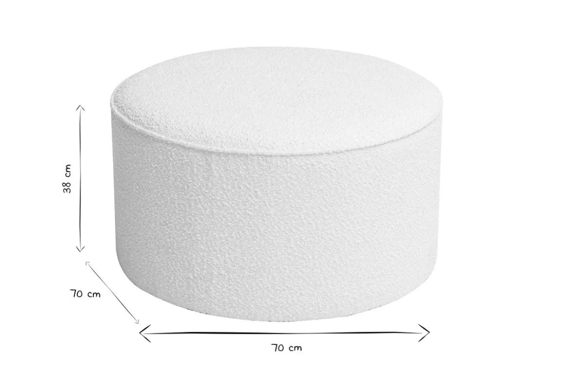 Pouf rond en tissu effet laine bouclée blanc D70 cm PAUL