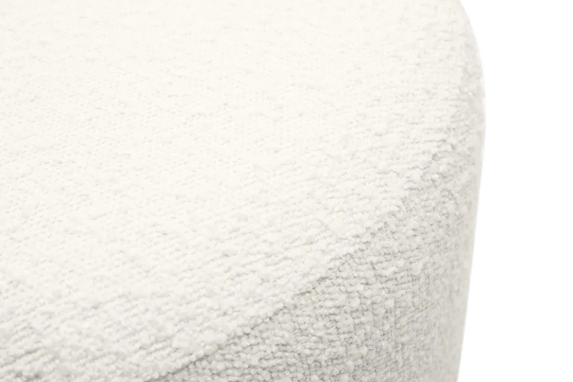Pouf rond en tissu effet laine bouclée blanc cassé et métal doré D54 cm AMAYA