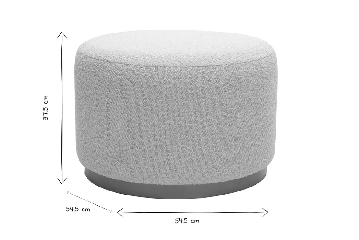 Pouf rond en tissu effet laine bouclée blanc cassé et métal doré D54 cm AMAYA