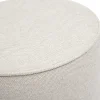 Pouf rond en tissu effet velours texturé beige D40 cm PAUL