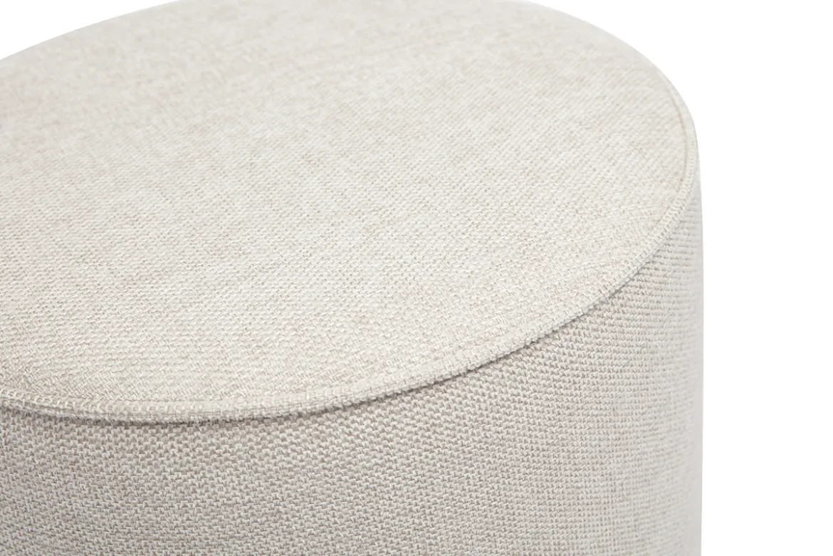 Pouf rond en tissu effet velours texturé beige D40 cm PAUL