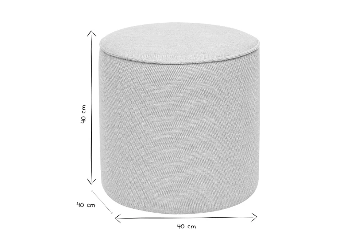 Pouf rond en tissu effet velours texturé beige D40 cm PAUL