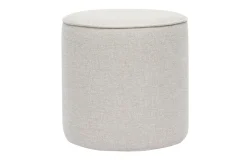 Pouf rond en tissu effet velours texturé beige D40 cm PAUL