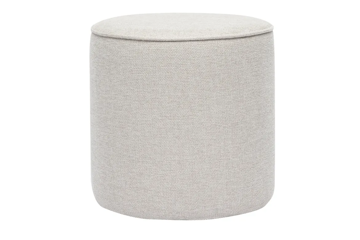 Pouf rond en tissu effet velours texturé beige D40 cm PAUL