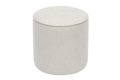 Pouf rond en tissu effet velours texturé beige D40 cm PAUL