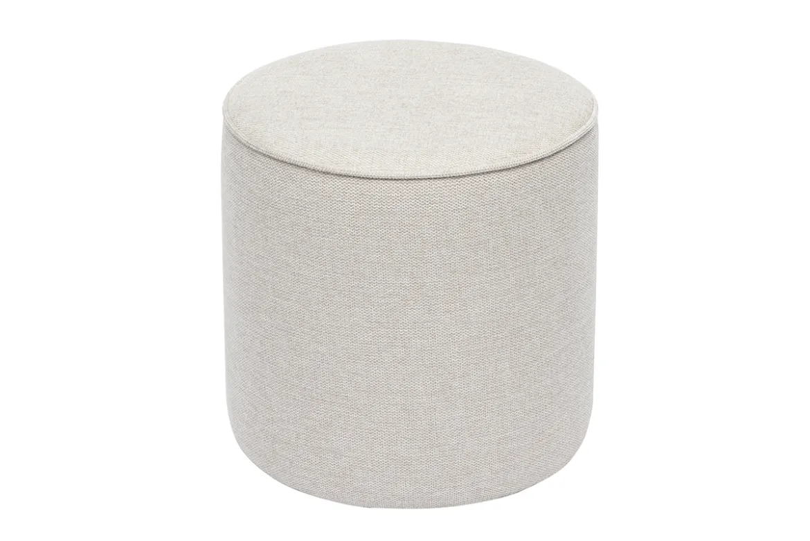 Pouf rond en tissu effet velours texturé beige D40 cm PAUL