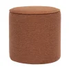 Pouf rond en tissu effet velours texturé terre brûlée D40 cm PAUL