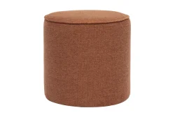 Pouf rond en tissu effet velours texturé terre brûlée D40 cm PAUL