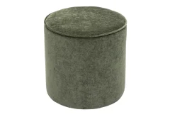 Pouf rond en tissu effet velours vert kaki D40 cm PAUL