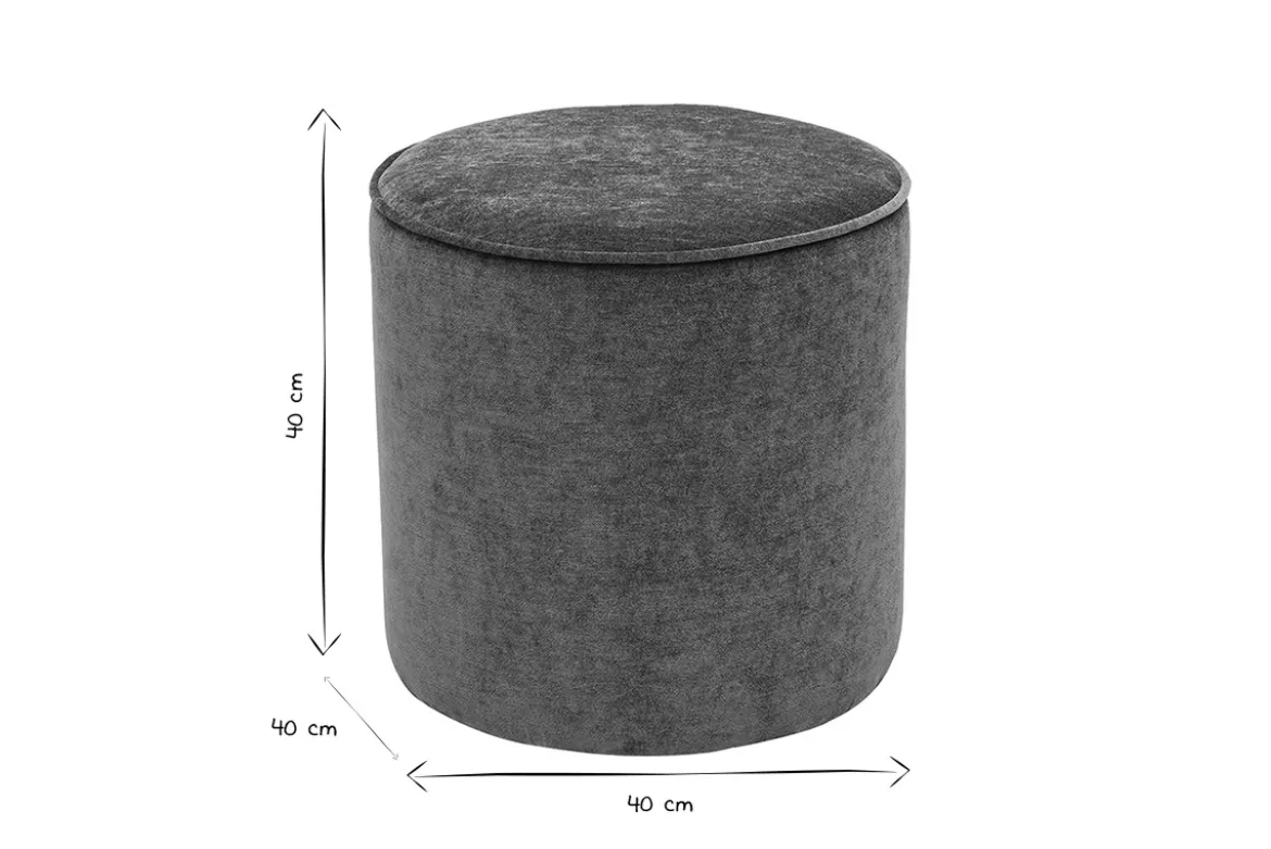 Pouf rond en tissu effet velours vert kaki D40 cm PAUL