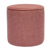 Pouf rond en tissu effet velours texturé terracotta D40 cm PAUL
