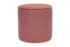 Pouf rond en tissu effet velours texturé terracotta D40 cm PAUL