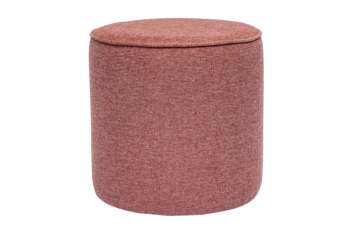 Pouf rond en tissu effet velours texturé terracotta D40 cm PAUL