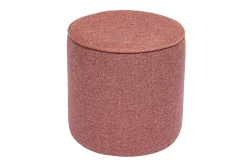 Pouf rond en tissu effet velours texturé terracotta D40 cm PAUL