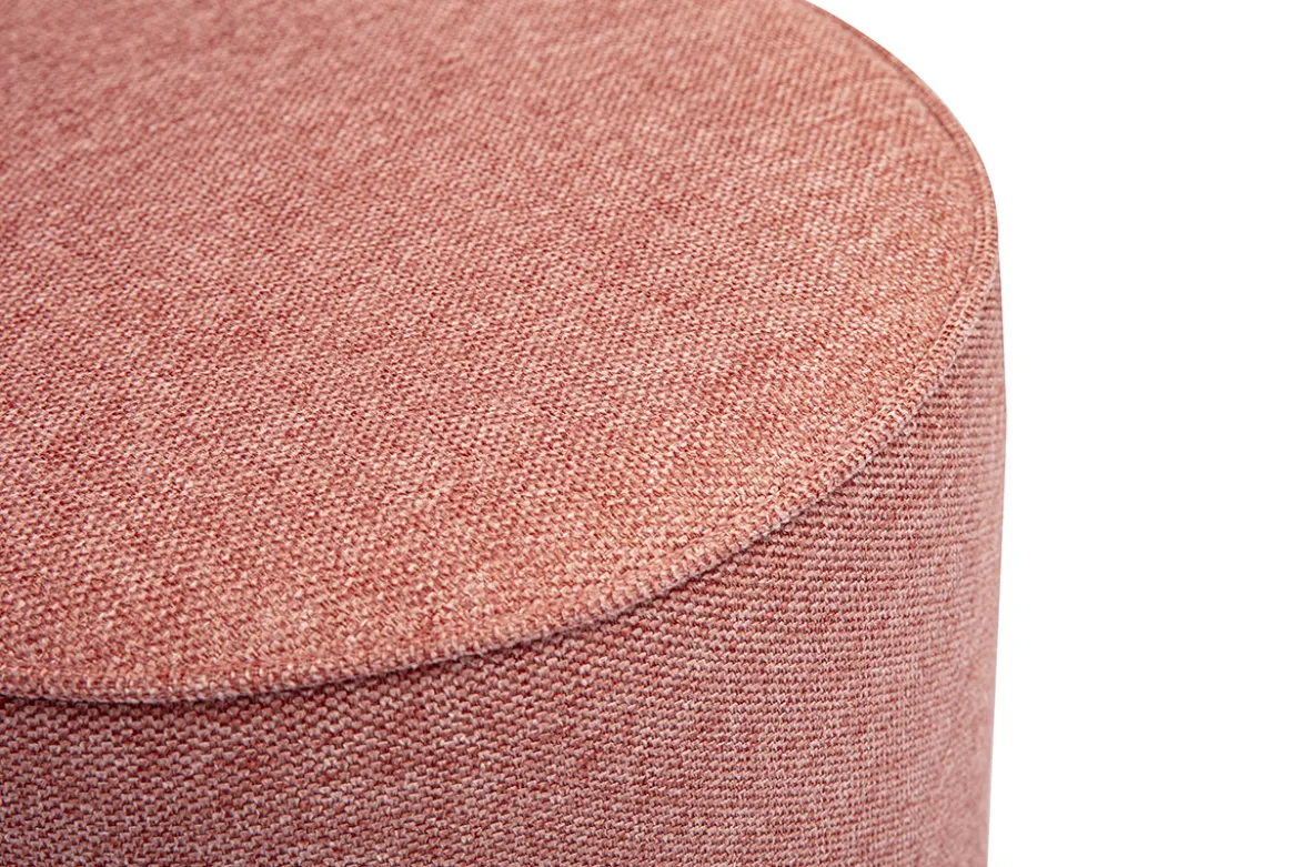 Pouf rond en tissu effet velours texturé terracotta D40 cm PAUL