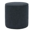Pouf rond en tissu effet velours texturé bleu foncé D40 cm PAUL