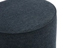 Pouf rond en tissu effet velours texturé bleu foncé D40 cm PAUL