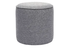 Pouf rond en tissu gris clair D40 cm PAUL