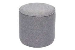Pouf rond en tissu gris clair D40 cm PAUL