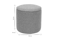 Pouf rond en tissu gris clair D40 cm PAUL