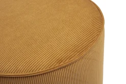 Pouf rond en tissu velours côtelé jaune curry D40 cm PAUL
