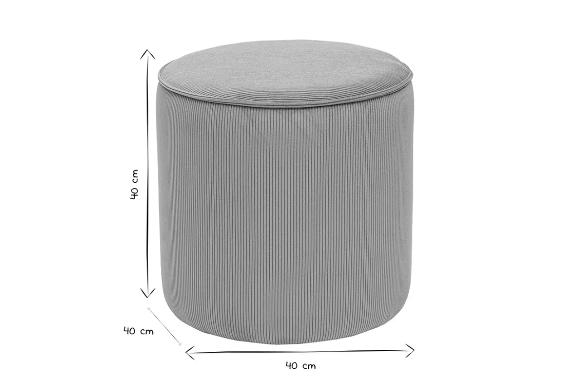 Pouf rond en tissu velours côtelé jaune curry D40 cm PAUL