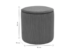 Pouf rond en tissu velours côtelé bleu canard D40 cm PAUL