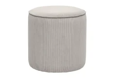 Pouf rond en tissu velours côtelé taupe D40 cm PAUL