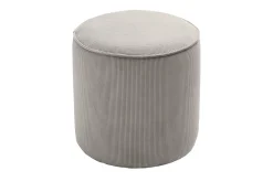 Pouf rond en tissu velours côtelé taupe D40 cm PAUL