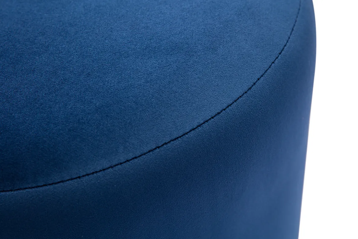 Pouf rond en velours bleu marine et métal doré D40 cm AMAYA
