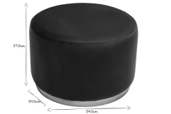 Pouf rond en velours bleu pétrole et métal doré D54 cm AMAYA