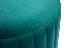 Pouf rond en velours bleu pétrole et métal doré D40 cm DONA