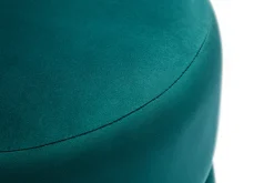 Pouf rond en velours bleu pétrole et métal doré D40 cm JOY